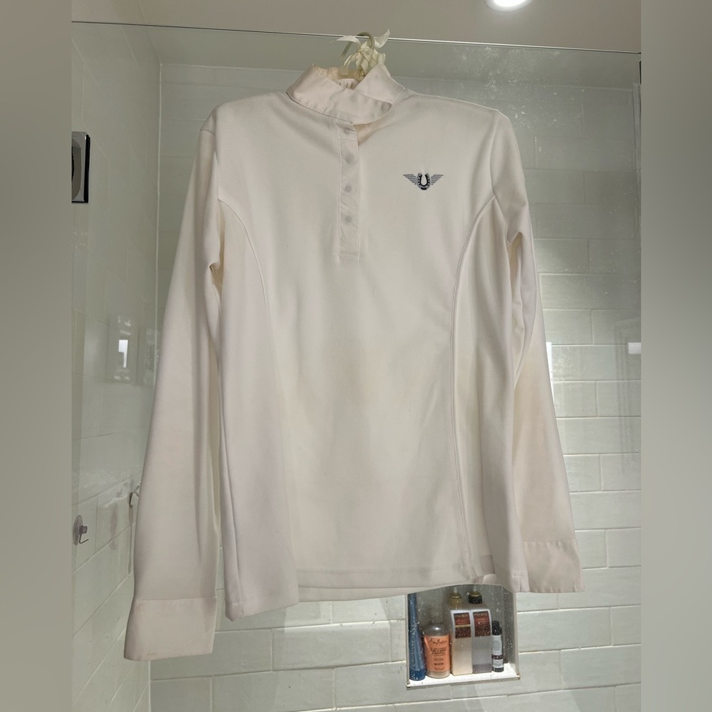 White Equestrian Long Sleeve horse show Shirt